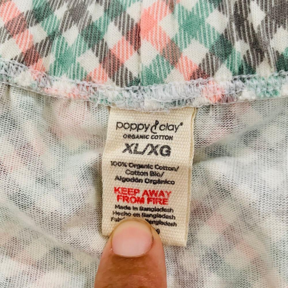 Poppy & Clay Pajama Set Women XL Green Plaid Organic Cotton Coastal Quiet Luxury - Picture 8 of 13